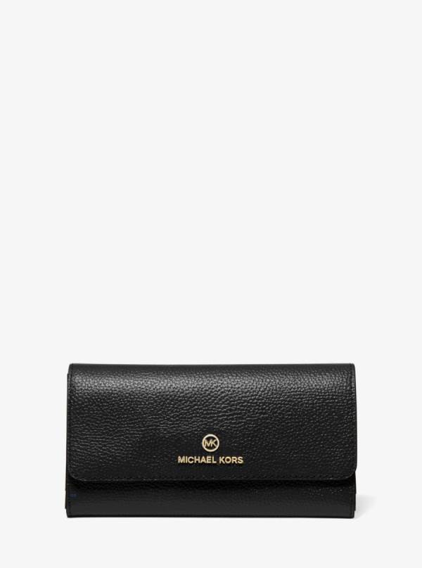 Damske Penazenky Michael Kors Large Pebbled Leather Tri-Fold Čierne - Doplnky Michael Kors Outlet | EYUND-9506